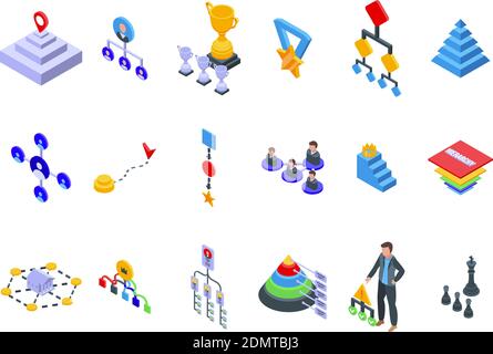 Ensemble d'icônes de hiérarchie. Ensemble isométrique d'icônes de vecteur hiérarchique pour la conception Web isolée sur fond blanc Illustration de Vecteur