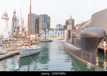 SYDNEY, AUSTRALIA, DECEMBER 30, 2019: Outdoor display at Australian National Maritime Museum in Sydney, Austalia Stock Photo