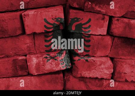 Albania flag painted on brick wall Stock Photo