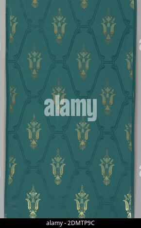 Flanc, papier imprimé en bloc, motif de renaissance égyptienne au centre de la forme de losange., France, 1860–75, revêtements muraux, flanc Banque D'Images