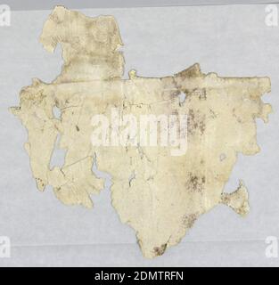 Flanc - fragment, Bloc-imprimé sur les feuilles jointes, papier peint rayé, formes amoebic alternant avec des rangées de médaillons miniatures, points et tirets., éventuellement USA, 1820–50, revêtements muraux, flanc - fragment Banque D'Images