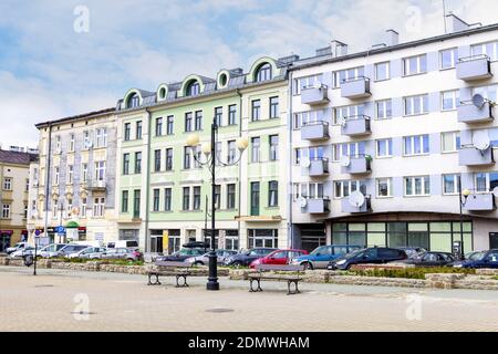 La place de l'indépendance dans le quartier de Podgorze à Cracovie, en Pologne. Banque D'Images