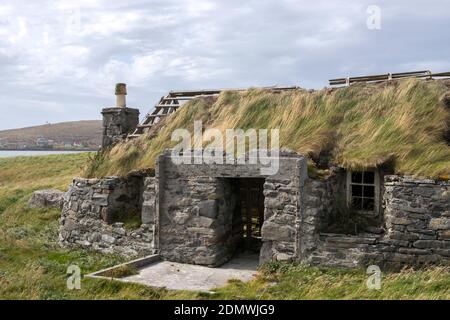 Croft abandonné, Borve, Berneray, Uist du Nord, Écosse Banque D'Images