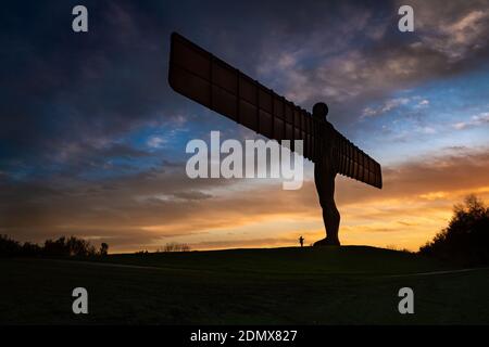 A sunset view of the Gateshead based Angel of the North by Antony Gormley Stock Photo