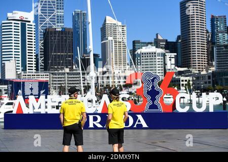 Auckland. 17th Dec, 2020. Photo taken on Dec. 17, 2020 shows the entrance to the America's Cup village in Auckland, New Zealand. Credit: Guo Lei/Xinhua/Alamy Live News Stock Photo