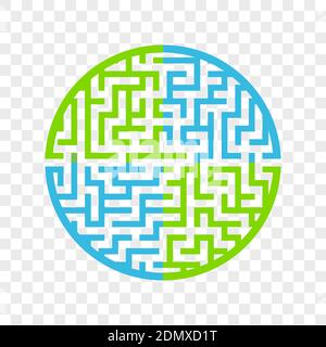 Labyrinthe rond de couleur. Peint en différentes couleurs. Jeux pour enfants et adultes. Puzzle pour enfants. Tambour de conuntambour de labyrinthe. Illustration vectorielle plate isolée o Illustration de Vecteur