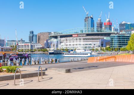 MELBOURNE, AUSTRALIE, 1er JANVIER 2020 : vue sur le stade Marvel à Melbourne, Australie Banque D'Images