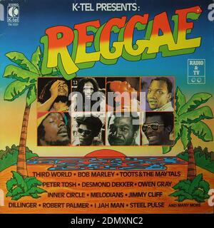 Reggae-Third World,Bob Marley,Toots&The Maytals,Peter Tosh,Desmond Dekker,Owen Gray,Inner Circle, Melodians, Jimmy Cliff, Dillinger, Robert Palmer, I Jah Man, Steel Pulse, Cake - Vintage vinyl album cover Stock Photo