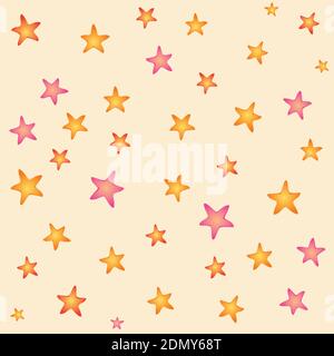 motif étoiles coloré sur fond beige Illustration de Vecteur