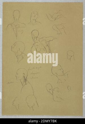 Anatomical Studies, Frederic Edwin Church, American, 1826–1900, Graphite sur papier vélin brun, États-Unis, 1865–70, figures, dessin Banque D'Images