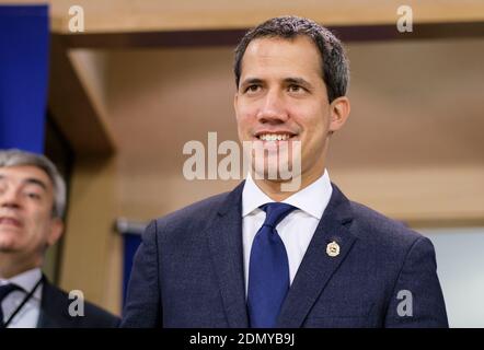 Belgium, January 22, 2020. Venezuela's opposition leader Juan Guaido in Brussels to meet the European Union's foreign policy chief Stock Photo