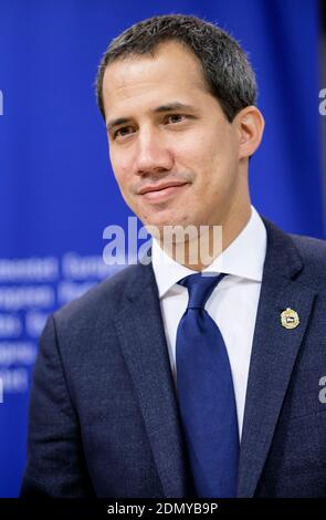 Belgium, January 22, 2020. Venezuela's opposition leader Juan Guaido in Brussels to meet the European Union's foreign policy chief Stock Photo