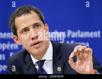 Belgium, January 22, 2020. Venezuela's opposition leader Juan Guaido in Brussels to meet the European Union's foreign policy chief Stock Photo