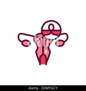 Female sterilization color line icon. Outline pictogram for web page. Stock Vector