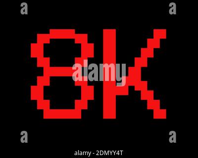 8K - très haute définition et résolution de l'écran, de l'écran, du moniteur, de la vidéo et des séquences vidéo. Illustration vectorielle pixélisée. Banque D'Images