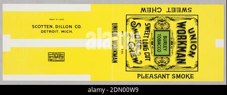 Étiquette de tabac, Scotten-Dillon Co., lithographie de couleur, Detroit, Michigan, États-Unis, États-Unis, ca. 1900, dessin graphique, étiquette tabac Banque D'Images