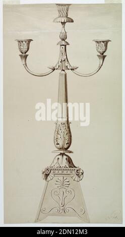 Design pour un Candlestick, stylo et encre, pinceau et bruns lavages sur papier, Allemagne, 1815-1819, dessin Banque D'Images