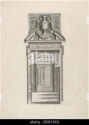 Porte, Appartement de Lou, François Chauveau, 1613 – 1676, support de gravure : papier vélin blanc épais, France, 1710, architecture, impression Banque D'Images