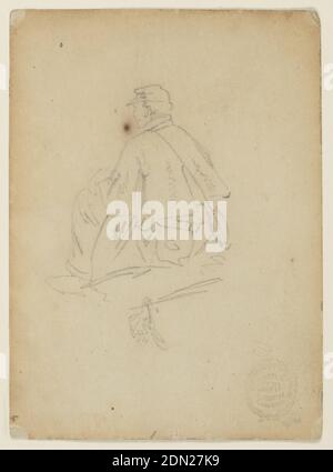 Soldat assis, Winslow Homer, américain, 1836–1910, Graphite sur papier, vue verticale d'un soldat assis, vue de l'arrière., États-Unis, 1862, figures, dessin Banque D'Images