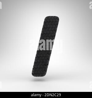 Forward slash symbol on white background. Black carbon fiber 3D rendered sign with carbon thread texture. Stock Photo