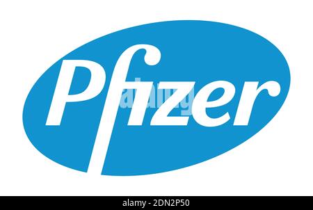 Logo Pfizer Vector - dernière couleur bleue - Société pharmaceutique américaine qui recherche et développe des vaccins et des produits médicaux. Laboratoire de pharmacie Illustration de Vecteur