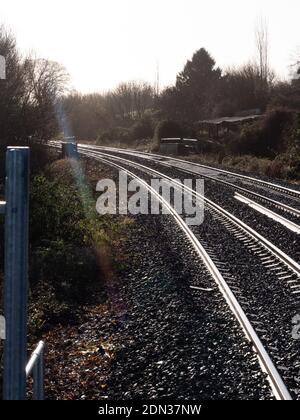 Voies ferrées à Dilton Marsh Halt, près de Westbury, Wiltshire, Angleterre, Royaume-Uni. Banque D'Images