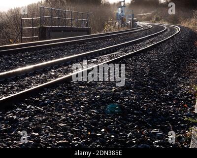 Voies ferrées à Dilton Marsh Halt, près de Westbury, Wiltshire, Angleterre, Royaume-Uni. Banque D'Images