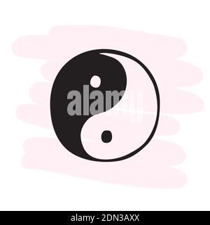 Un symbole dessiné à la main de la philosophie chinoise. Yin et yang. Doodle. Illustration de Vecteur