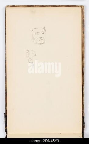 Sketchbook page, Kenyon Cox, American, 1856–1919, Graphite sur papier, deux croquis de visages, USA, 1875, albums (relié) & books, Sketchbook folio, Sketchbook folio Banque D'Images