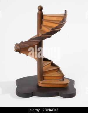 Modèle d'escalier, en bois plané et joint, modèle d'escalier en spirale avec poste central sur base en forme., France, ca. 1880, modèles et prototypes, Arts décoratifs, modèle d'escalier Banque D'Images