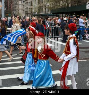 Défilé de la Journée grecque à New York , célébrant l'indépendance du pays. Banque D'Images