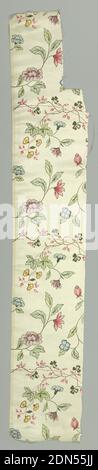 Fragment, Medium: Silk technique: Peint, fleurs et feuilles sur branches., France, 19e siècle, textile imprimé, teint et peint, fragment Banque D'Images