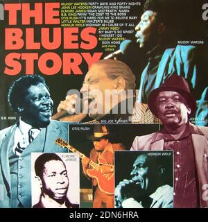 The Blues Story - Muddy Waters, John Lee Hooker, Elmore James, B.B. King, Otis Rush, Little Walter, Howlin Wolf, Jimmy Reed, Big Joe Turner, Memphis Slim - Vintage vinyle album Cover Banque D'Images