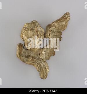 Sculpture, bois, peint, sculpté et gessoed, fragment de bois de chérubin, Italie, XVIIIe siècle, Arts décoratifs, sculpture Banque D'Images