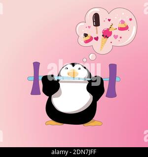 Motif pingouin Sweet Tooth pour rester fort Illustration de Vecteur