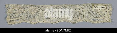 Fragment, Moyen: lin technique: Dentelle bobinée, style méchlin, Belgique, 18ème siècle, dentelle, fragment Banque D'Images