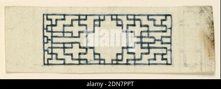 Trellis-Work Design, Frederick Crace, anglais, 1779–1859, George IV, roi d'Angleterre, anglais, 1762 – 1830, pinceau et aquarelle, graphite sur papier vélin blanc, rectangle horizontal. Design pour le Pavillon Royal, Brighton. Un compartiment rectangulaire, contenant un dessin de trellis., l'album original associé à cette collection existe toujours. Voir 1948-40-1 accessoire, Angleterre, 1815–22, architecture, dessin Banque D'Images