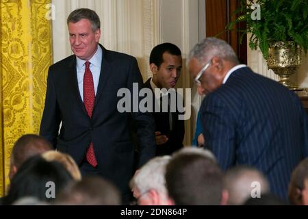 Bill de Blasio, maire de la ville de New York, participe à un événement de la Conférence des maires des États-Unis à la salle East de la Maison Blanche, à Washington, DC, USA, le 23 janvier 2015. Photo de Kristoffer Tripplaar/Pool/ABACAPRESS.COM Banque D'Images