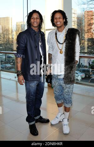 Danseurs et chorégraphes français connus sous le nom de les Twins Laurent et Larry Bourgeois participant à Anthony Vaccarello Collection prêt-à-porter automne-hiver 2015/2016 à la Maison de la radio à Paris, en France, le 3 mars 2015. Photo d'Aurore Marechal/ABACAPRESS.COM Banque D'Images