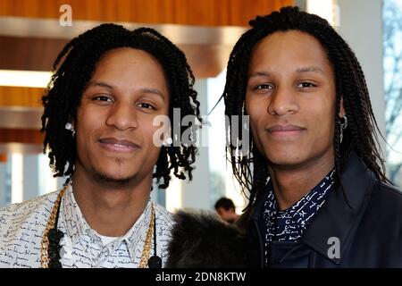 Danseurs et chorégraphes français connus sous le nom de les Twins Laurent et Larry Bourgeois participant à Anthony Vaccarello Collection prêt-à-porter automne-hiver 2015/2016 à la Maison de la radio à Paris, en France, le 3 mars 2015. Photo d'Aurore Marechal/ABACAPRESS.COM Banque D'Images