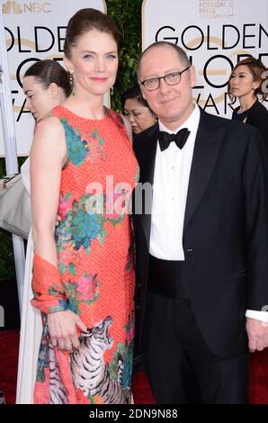 Leslie Stefanson et James Spader arrivent au 72e Golden Globe Awards annuel qui s'est tenu au Beverly Hilton à Beverly Hills, Los Angeles, CA, États-Unis, le 11 janvier 2015. Photo de Lionel Hahn/ABACAPRESS.COM Banque D'Images