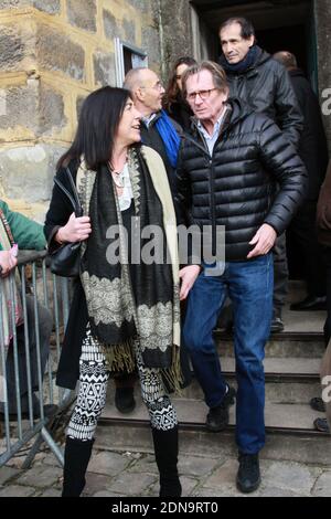 Eric Bhat and Jean-Pierre Jabouille attending the Jean-Pierre Beltoise funeral ceremony in Saint-Vrain, France on January 12, 2015. Photo by ABACAPRESS.COM Stock Photo