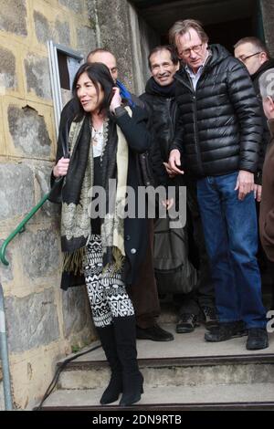 Eric Bhat and Jean-Pierre Jabouille attending the Jean-Pierre Beltoise funeral ceremony in Saint-Vrain, France on January 12, 2015. Photo by ABACAPRESS.COM Stock Photo