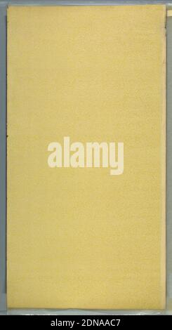 Papier de plafond, papier imprimé à la machine, le mouleur est crème. Une vermiction bronzée partout. Quadrillage carré beige, recouvert de spirales jaunes pâles., États-Unis, 1905–1915, revêtements muraux, papier de plafond Banque D'Images