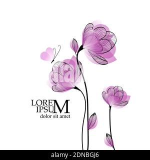 Belles fleurs roses des lignes. Illustration vectorielle Illustration de Vecteur