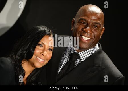 Earlitha 'Cookie' Kelly and Earvin 'Magic' Johnson arrive at the Tom Ford Autumn/Winter 2015 Womenswear Collection Presentation at Milk Studios in Los Angeles, CA, USA on February 20, 2015. Photo by Lionel Hahn/ABACAPRESS.COM Stock Photo