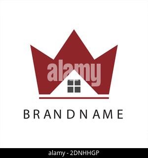 couronne de roi et maison / maison logo immobilier vecteur modèle Illustration de Vecteur