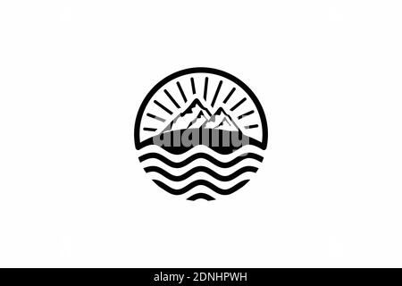 Mountain, Sea and Sun for Hipster Adventure logo de voyage inspiration Illustration de Vecteur