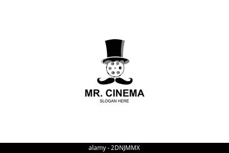 Mr. cinema with hat black Logo symbol Template Design Stock Vector