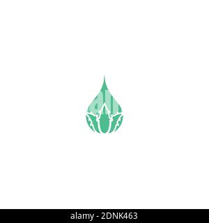 Produits essentiels à base d'aloès vert ou gel goutte, goutte ou goutte. Pictogramme d'arrosage. Icône plate isolée sur blanc. Icône de lavage. Illustration vectorielle. Aloès sain Illustration de Vecteur